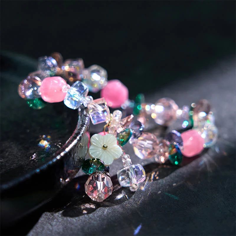 14-16cm Pink Green White Crystal Healing Bracelet - Image 2