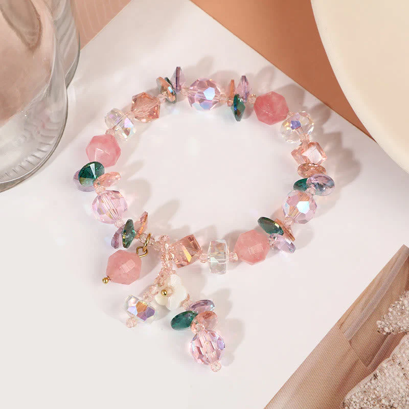 14-16cm Pink Green White Crystal Healing Bracelet - Image 9