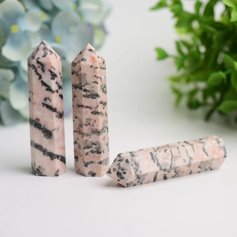 3-inch Pink Zebra Jasper Crystal Point for Healing & Meditation - Image 2