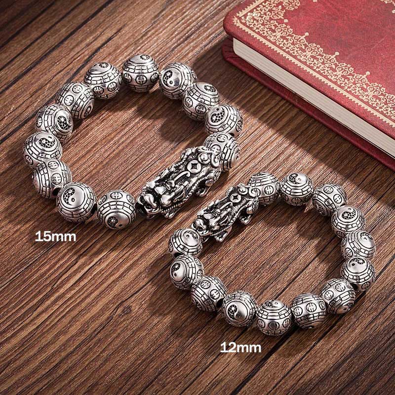 8mm Silver Pixiu Feng Shui Wealth Bracelet for Prosperity - Image 2