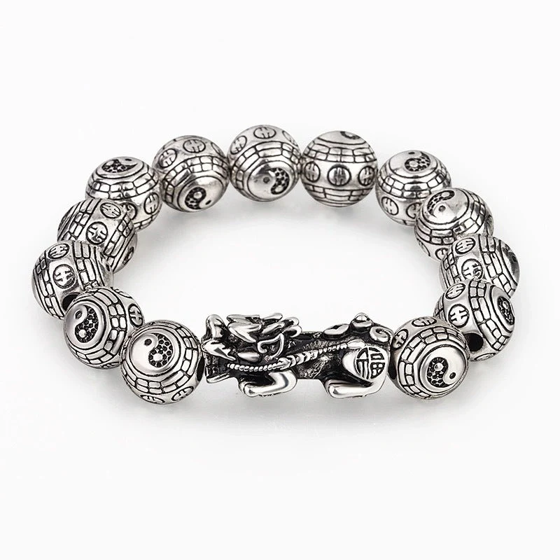 8mm Silver Pixiu Feng Shui Wealth Bracelet for Prosperity - Image 5
