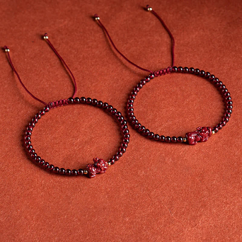 Garnet Cinnabar Pixiu Bracelet for Calm and Blessings - Image 3