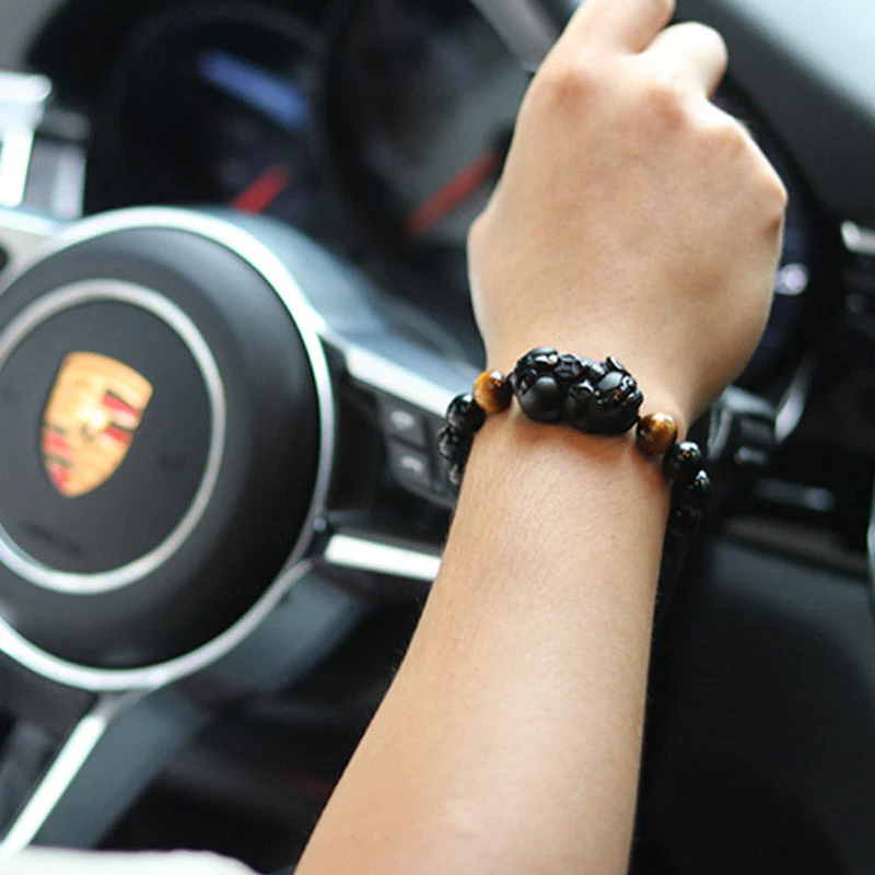 10mm Pixiu Bracelet with Rainbow Obsidian & Tiger Eye for Wealth - Image 6