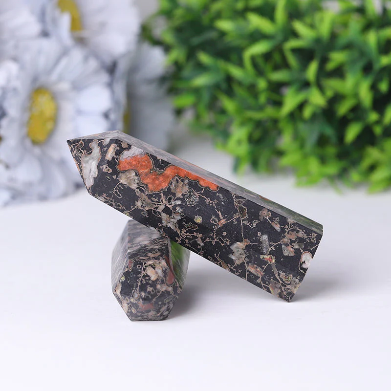 Natural Plum Blossom Jasper Crystal Tower 2.4-4.5 inch Healing Point - Image 2
