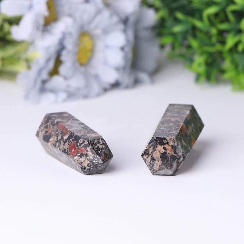Natural Plum Blossom Jasper Crystal Tower 2.4-4.5 inch Healing Point - Image 3