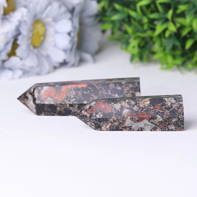 Natural Plum Blossom Jasper Crystal Tower 2.4-4.5 inch Healing Point - Image 5