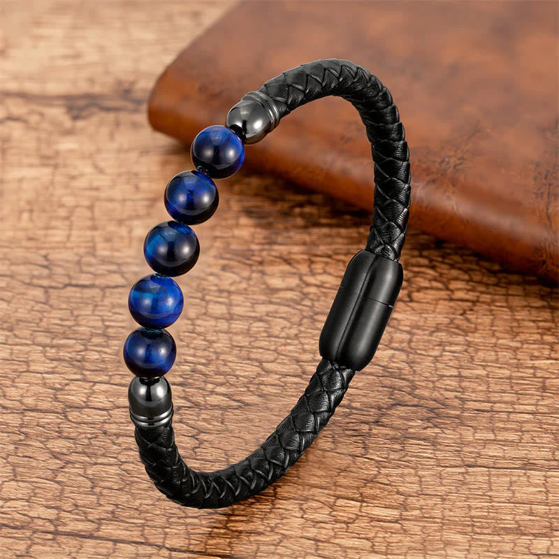 Multi-Stone Protection Leather Bracelet - Image 4