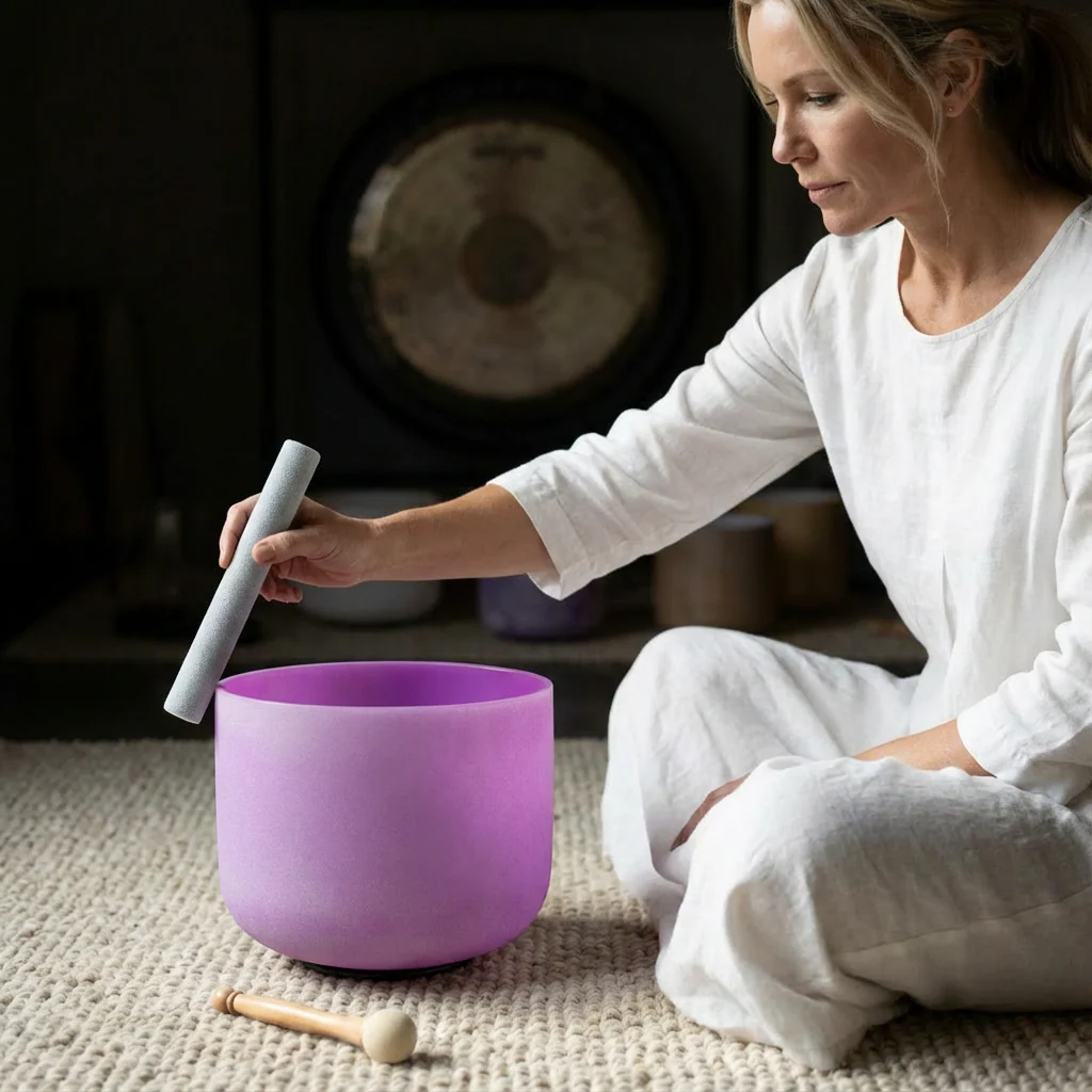 Purple B Note Crown Chakra Crystal Singing Bowl - Image 3