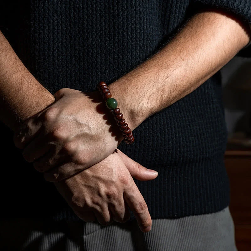 Purple Bodhi Seed & Hetian Jade Wisdom Bracelet 12mm - Image 7