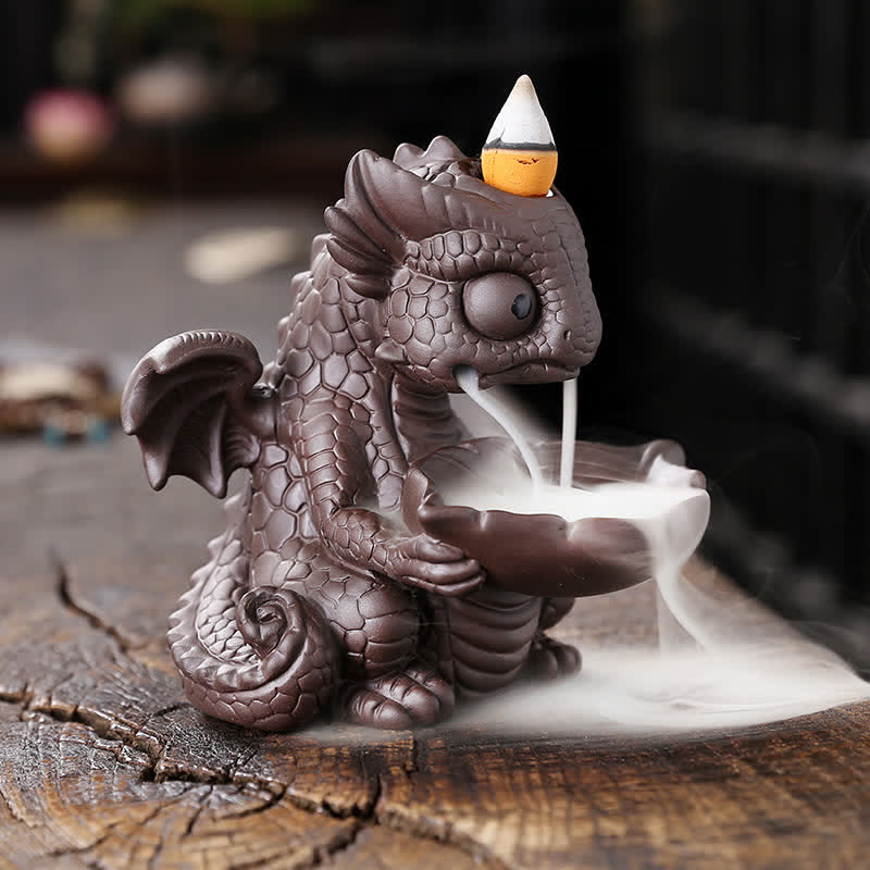Purple Clay Dinosaur Incense Burner for Meditation & Rituals - Image 5