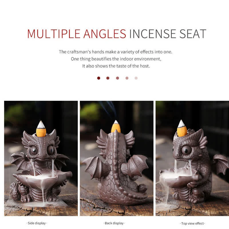 Purple Clay Dinosaur Incense Burner for Meditation & Rituals - Image 8