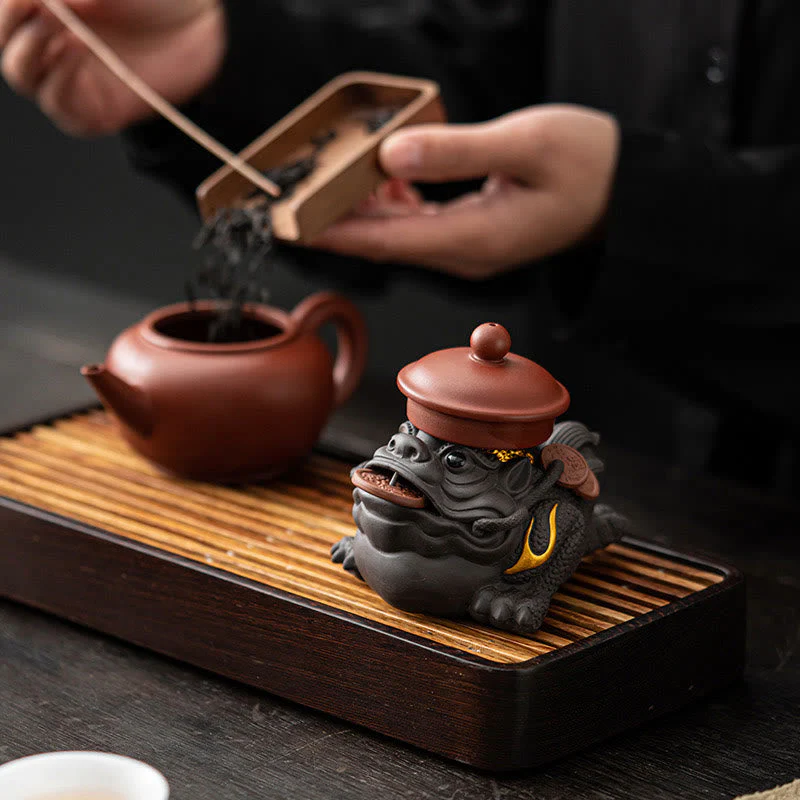 11cm Purple Clay Feng Shui Frog Figurine with Copper Coins - Image 7