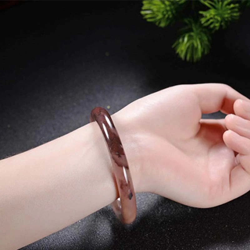 Purple Golden Silk Jade Bangle Bracelet for Wealth & Luck - Image 2