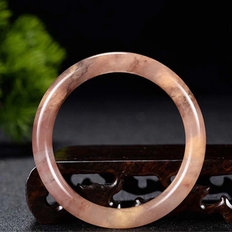 Purple Golden Silk Jade Bangle Bracelet for Wealth & Luck - Image 3