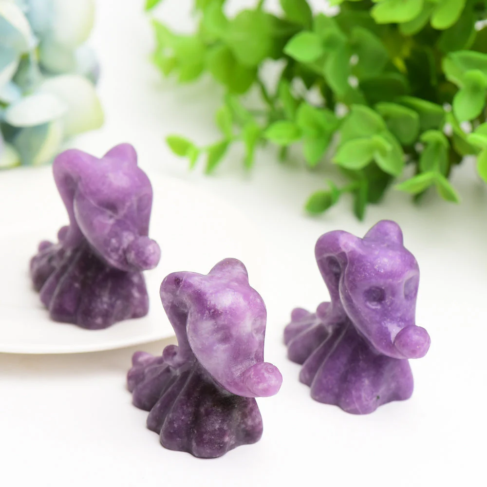 2.7 inch Purple Lepidolite Crystal Dog Figurine Healing Energy - Image 4