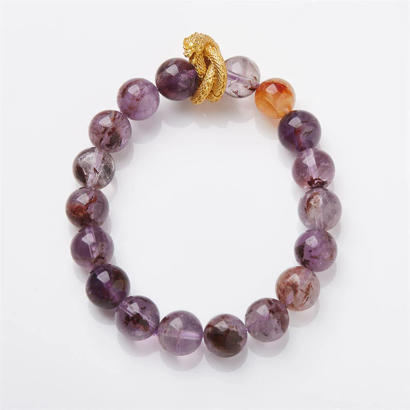 10mm Purple Phantom Gold-plated Dragon Wisdom Bracelet - Image 2