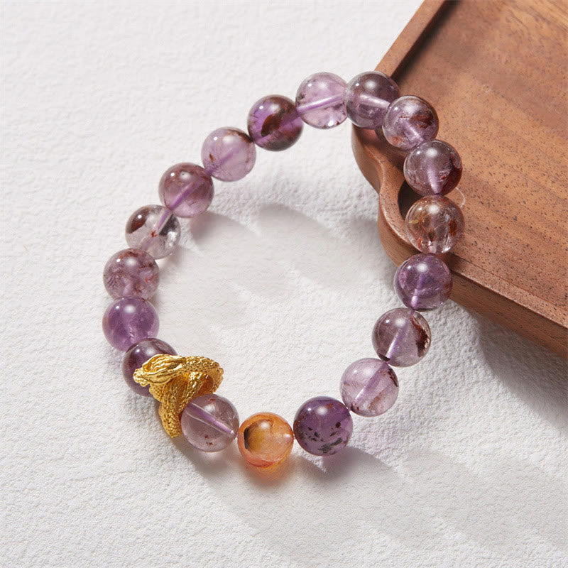 10mm Purple Phantom Gold-plated Dragon Wisdom Bracelet - Image 3