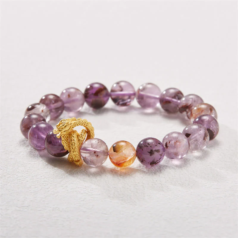 10mm Purple Phantom Gold-plated Dragon Wisdom Bracelet - Image 4