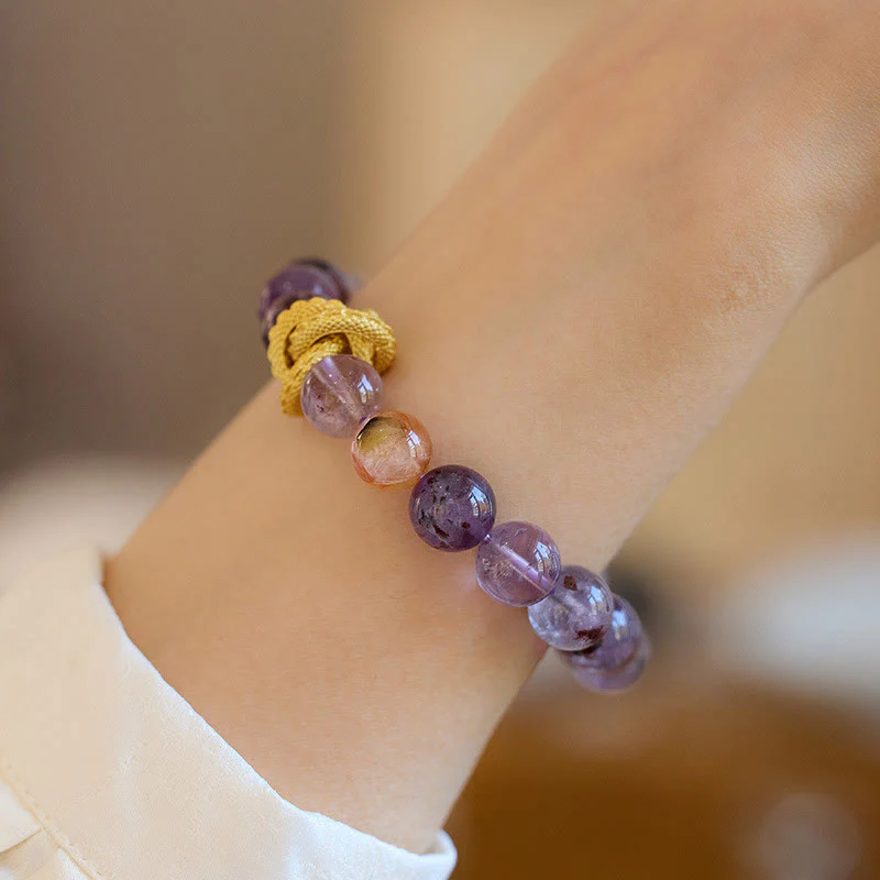 10mm Purple Phantom Gold-plated Dragon Wisdom Bracelet - Image 5