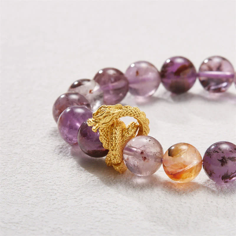 10mm Purple Phantom Gold-plated Dragon Wisdom Bracelet - Image 6