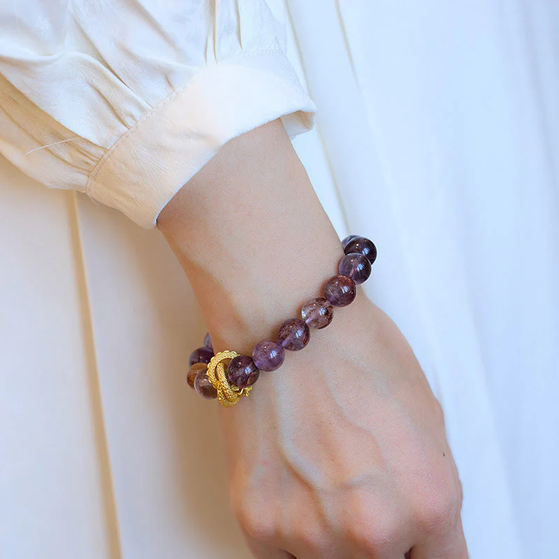 10mm Purple Phantom Gold-plated Dragon Wisdom Bracelet - Image 7