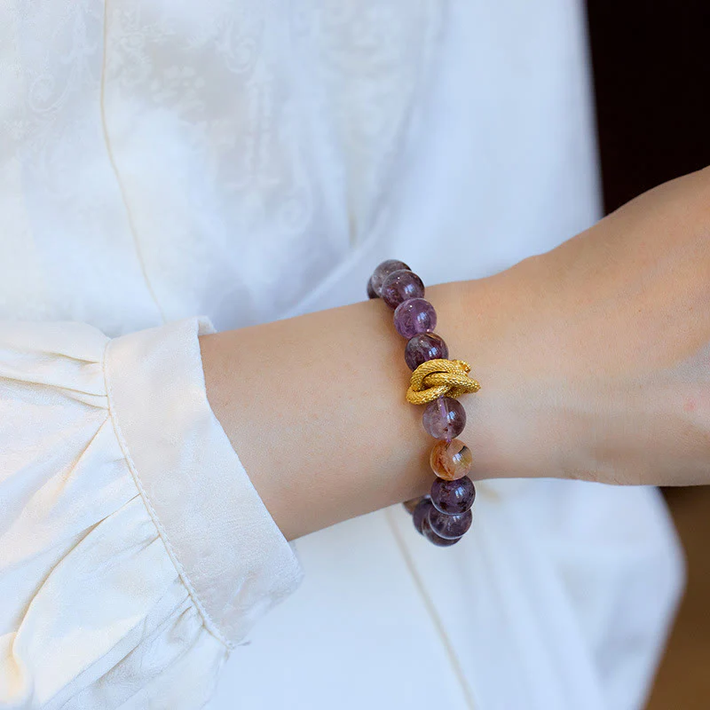 10mm Purple Phantom Gold-plated Dragon Wisdom Bracelet - Image 8