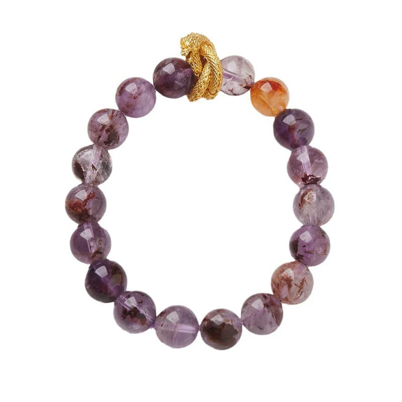 10mm Purple Phantom Gold-plated Dragon Wisdom Bracelet - Image 9