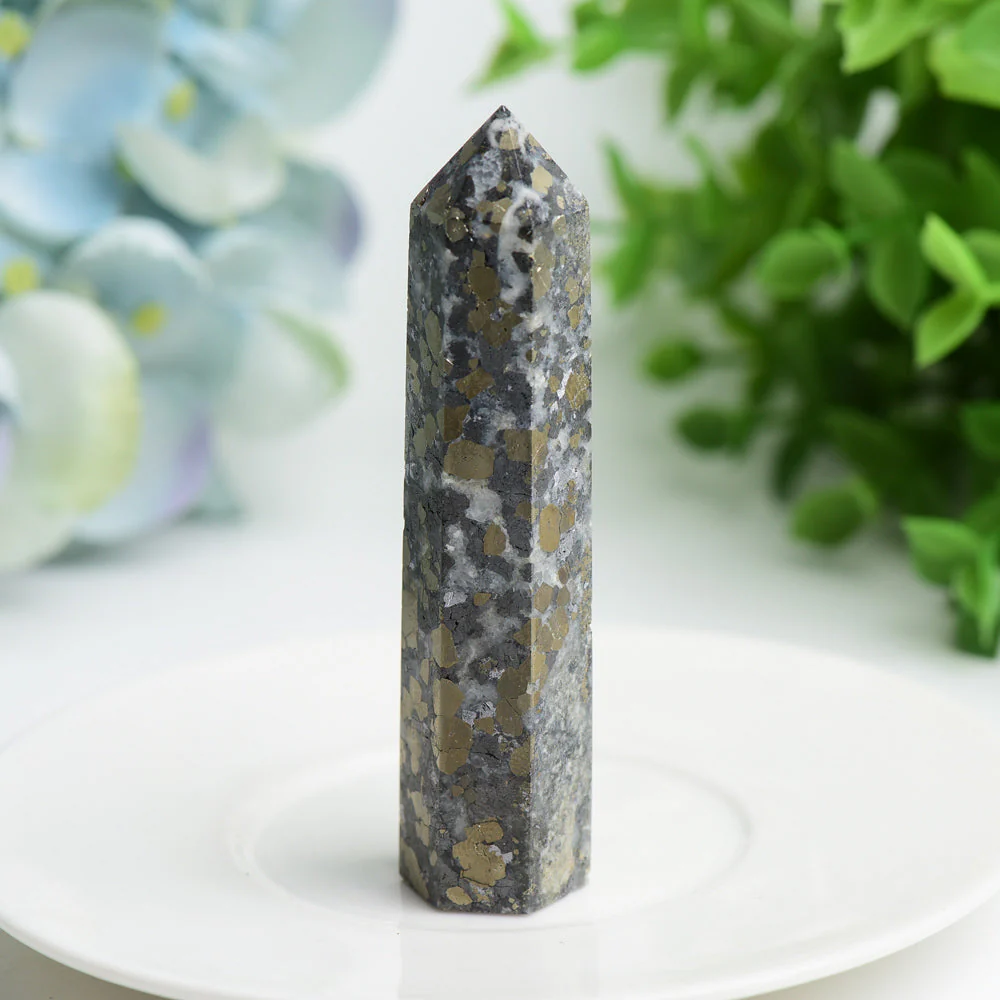 3.3"-4.0" Pyrite in Agate Crystal Points for Healing - Image 4