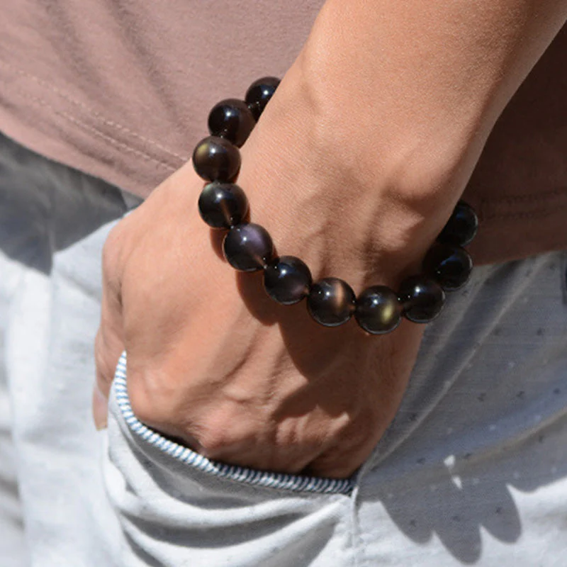 7mm Rainbow Obsidian Protection Bracelet - Image 5