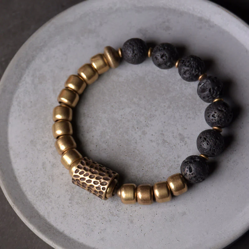 Rainbow Obsidian Copper Healing Bracelet | Lava Rock Energy - Image 2