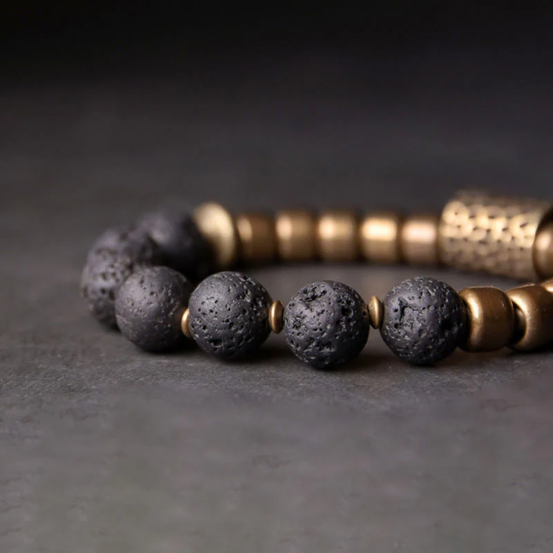 Rainbow Obsidian Copper Healing Bracelet | Lava Rock Energy - Image 3