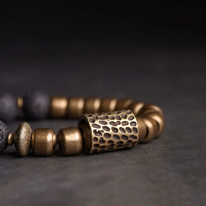 Rainbow Obsidian Copper Healing Bracelet | Lava Rock Energy - Image 5