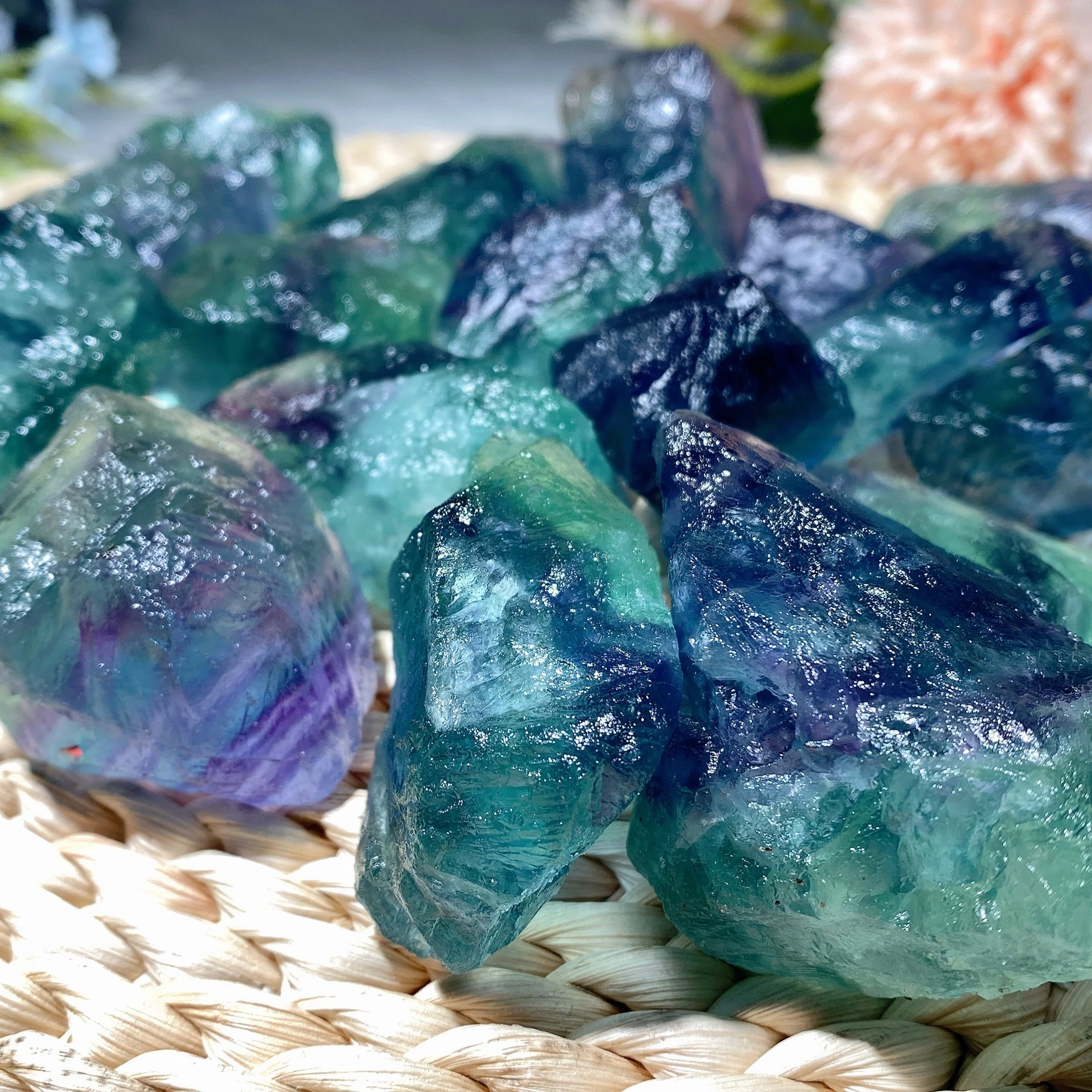 Raw Blue Green Fluorite Chunks 25-50mm Crystal Healing Stones - Image 3