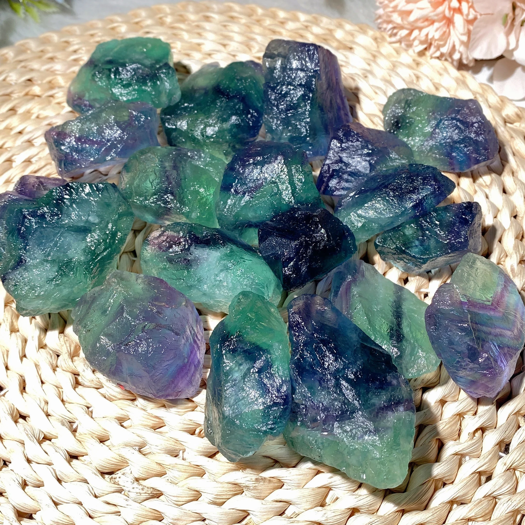 Raw Blue Green Fluorite Chunks 25-50mm Crystal Healing Stones - Image 4