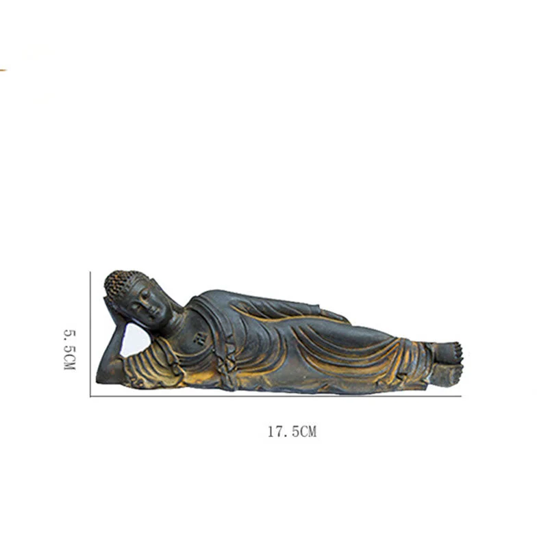 Reclining Buddha Statue Iron Powder Rust Cast 17.5cm Sculpture - Image 14