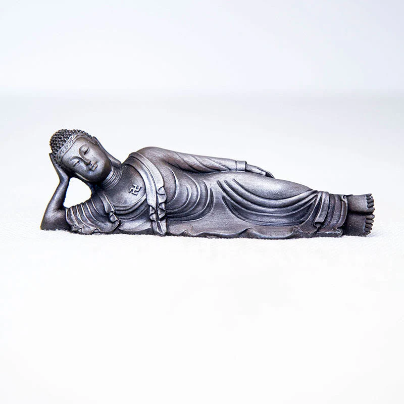 Reclining Buddha Statue Iron Powder Rust Cast 17.5cm Sculpture - Image 15