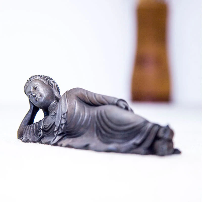 Reclining Buddha Statue Iron Powder Rust Cast 17.5cm Sculpture - Image 16