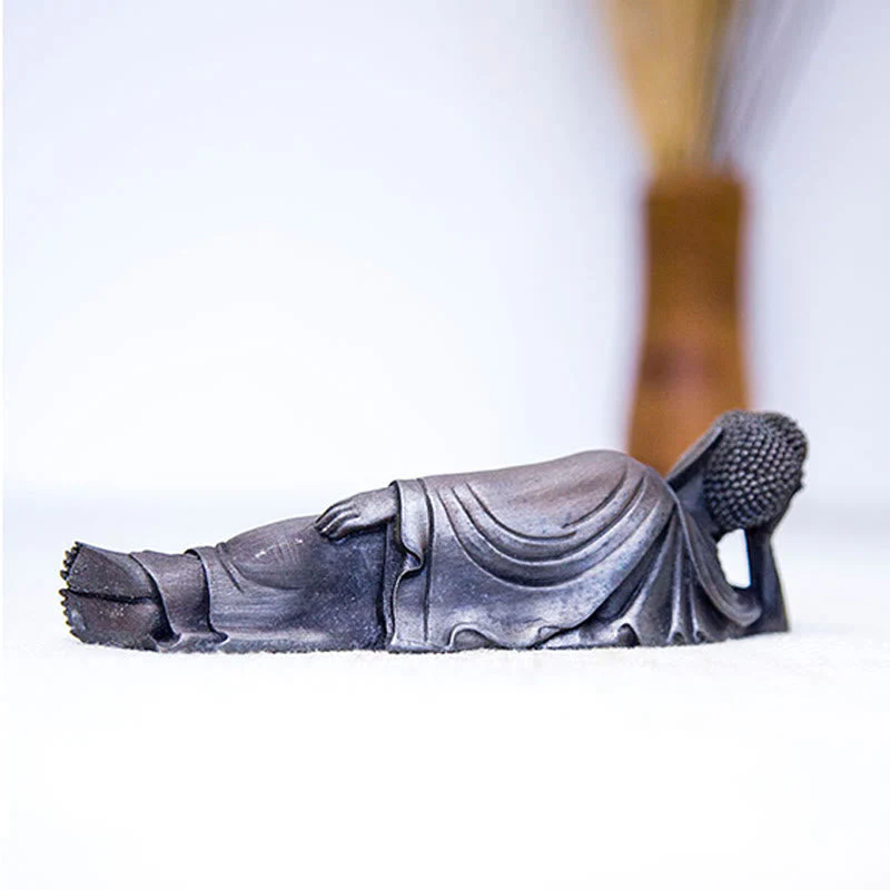 Reclining Buddha Statue Iron Powder Rust Cast 17.5cm Sculpture - Image 17