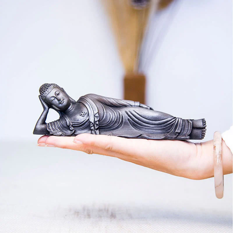 Reclining Buddha Statue Iron Powder Rust Cast 17.5cm Sculpture - Image 18