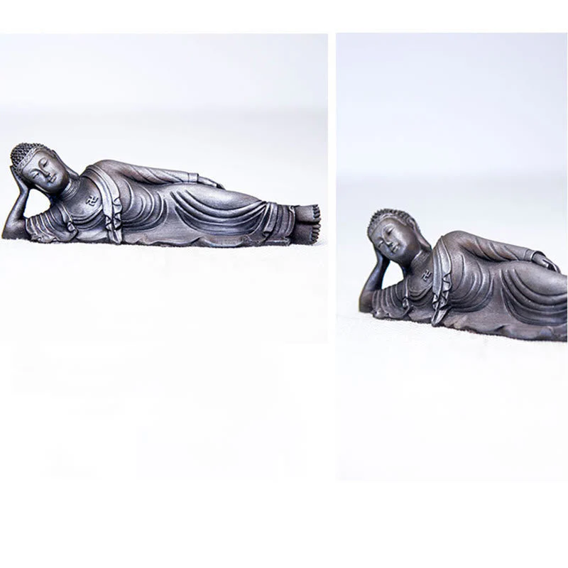 Reclining Buddha Statue Iron Powder Rust Cast 17.5cm Sculpture - Image 26