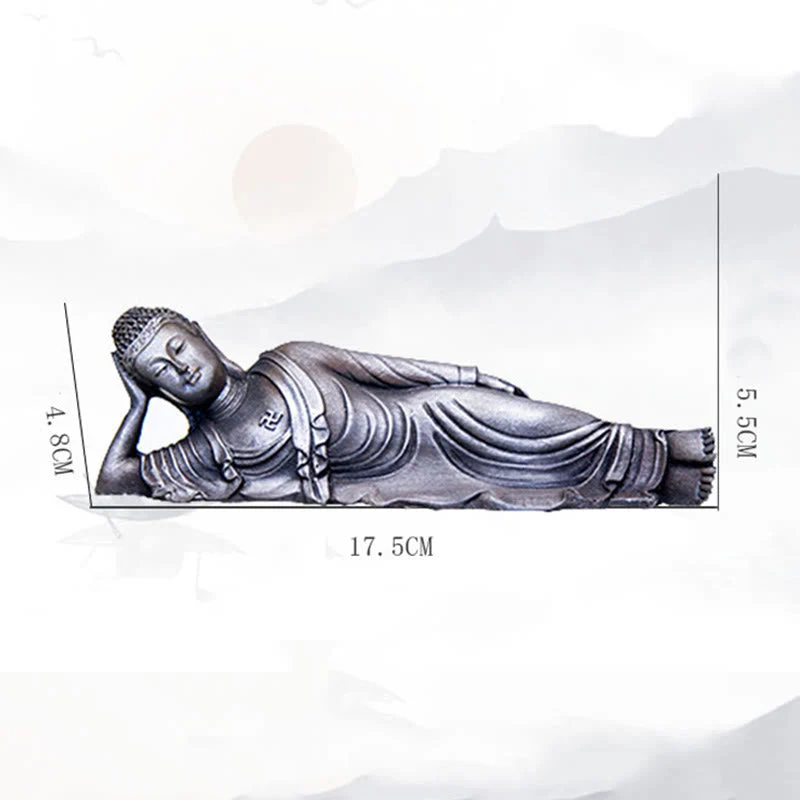 Reclining Buddha Statue Iron Powder Rust Cast 17.5cm Sculpture - Image 27