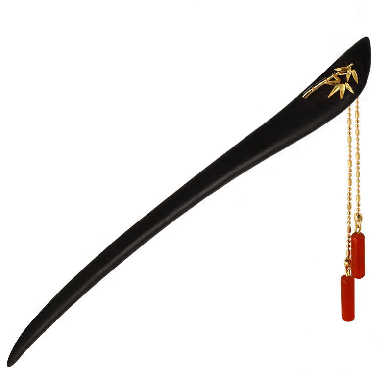 Red Agate Ebony Wood Confidence Tassel Chinese Hairpin - Image 8