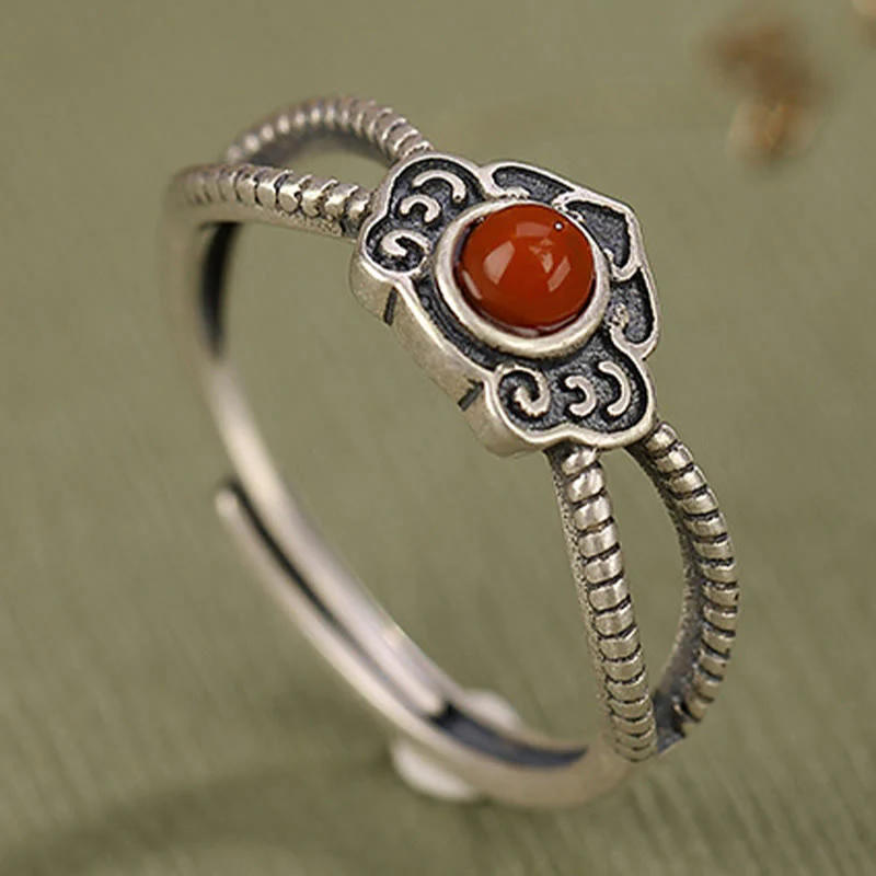 Red Agate Logical Thinking Ring | 925 Sterling Silver - Image 6