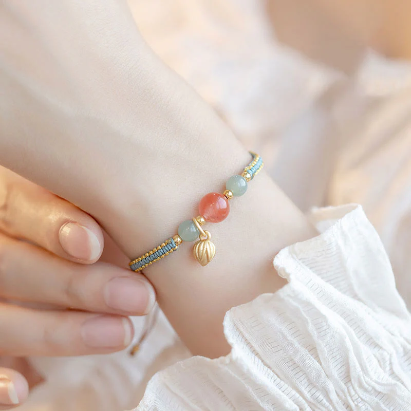 Red Agate Jade Lotus Confidence Bracelet - Image 7