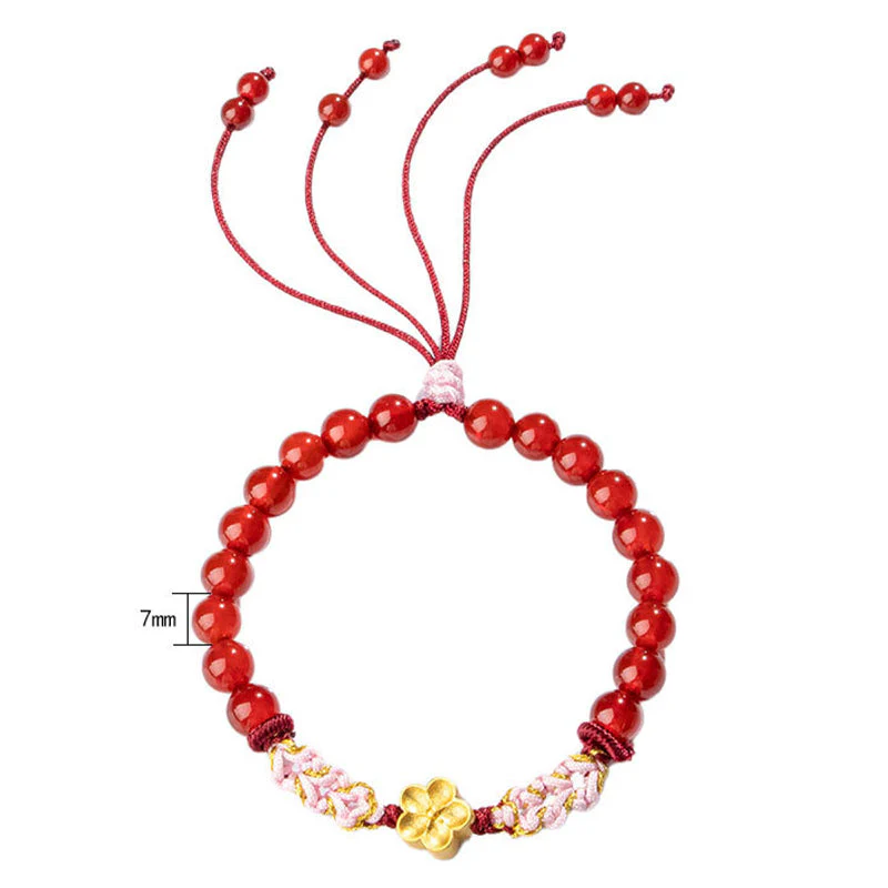 Red Agate Pink Crystal 7mm Sterling Silver Agate Bracelet - Image 12