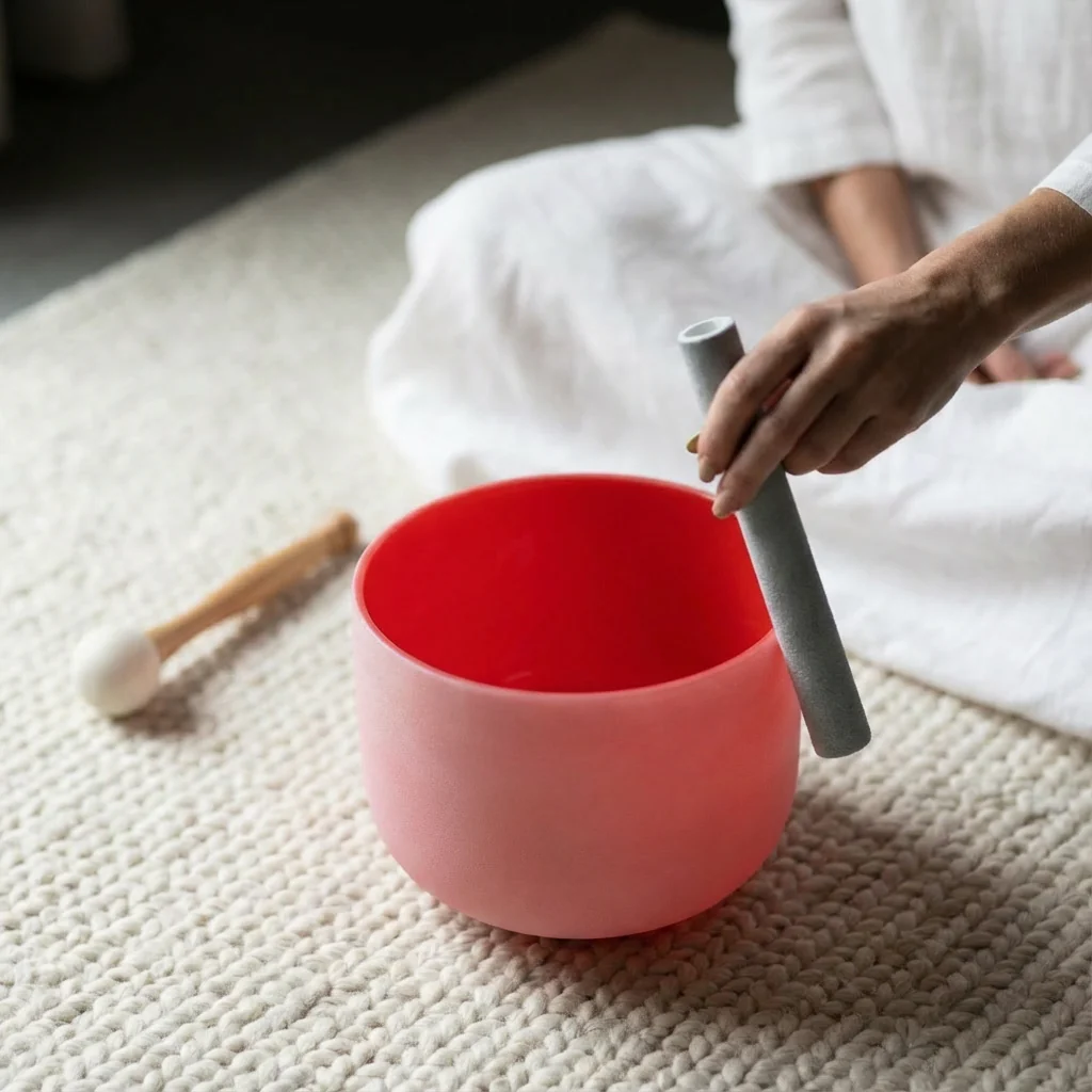 Red C Note Root Chakra Crystal Singing Bowl - Image 4