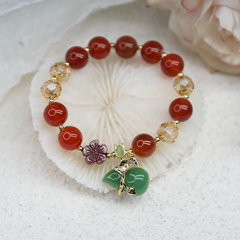 10mm Natural Red and Green Agate Confidence Bracelet - Image 10
