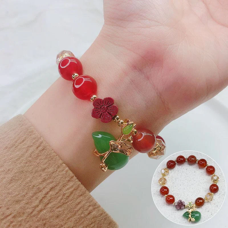 10mm Natural Red and Green Agate Confidence Bracelet - Image 12