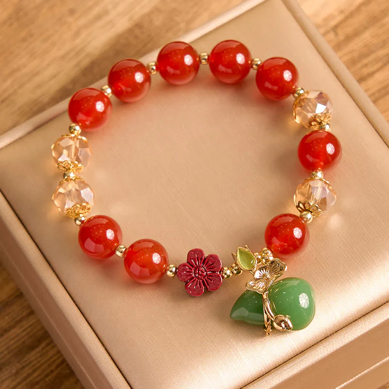 10mm Natural Red and Green Agate Confidence Bracelet - Image 7