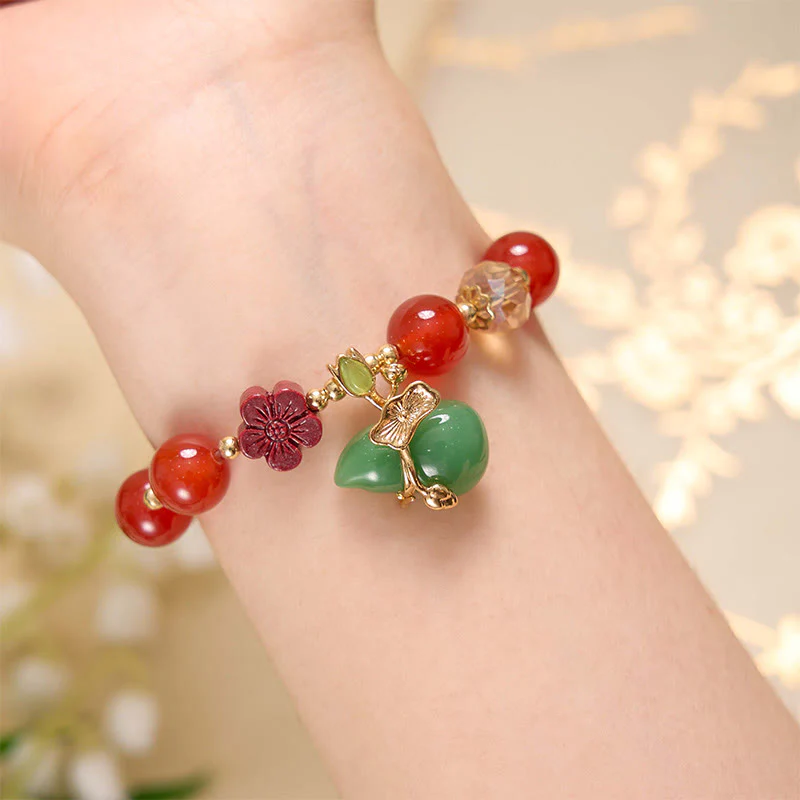 10mm Natural Red and Green Agate Confidence Bracelet - Image 8